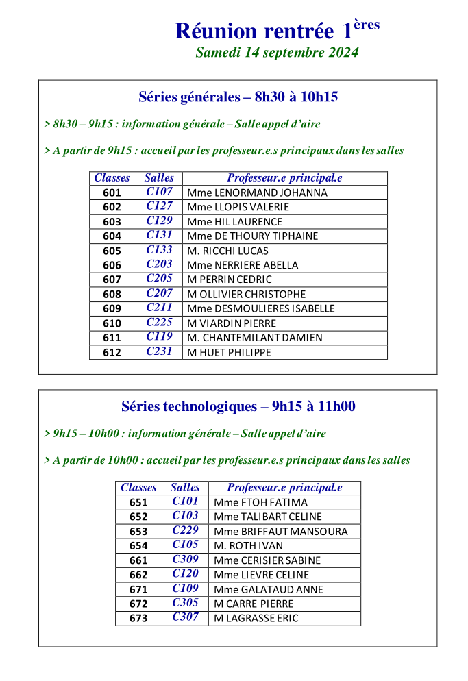 reunion rentree 1ere